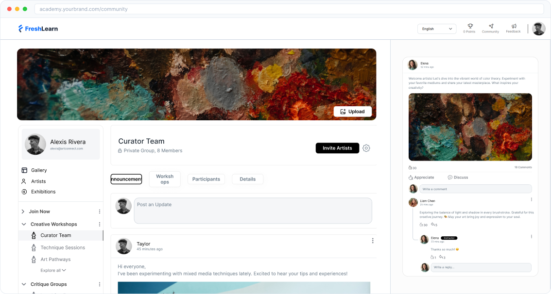 Student gallery and feedback community