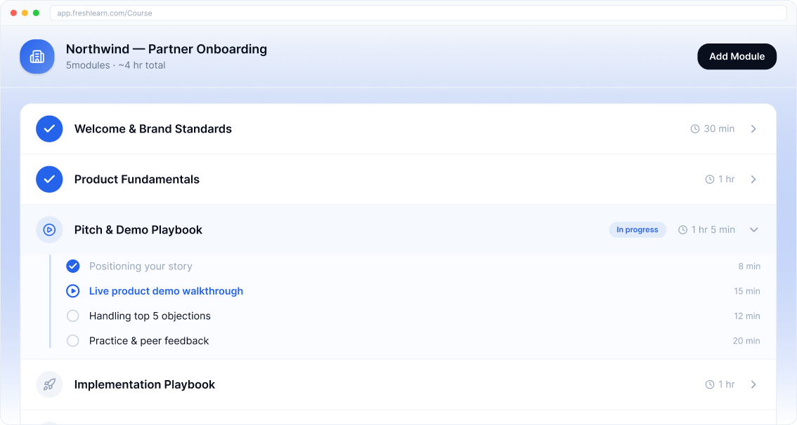 Partner onboarding curriculum