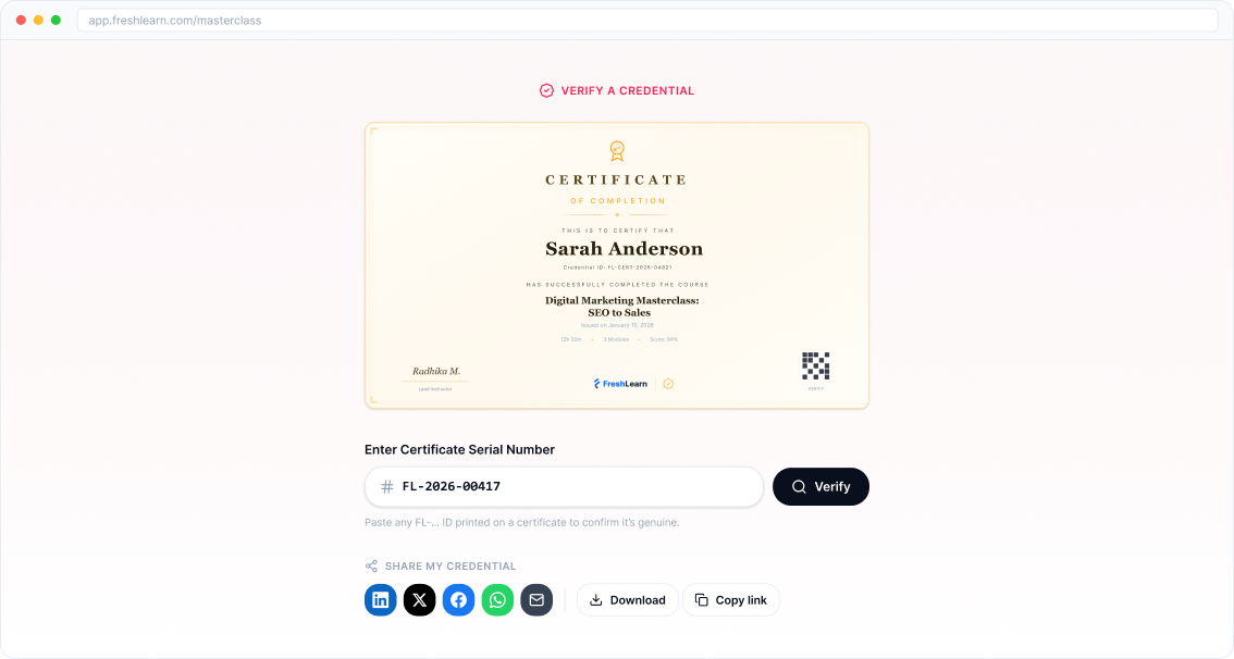 Verify and share a certificate
