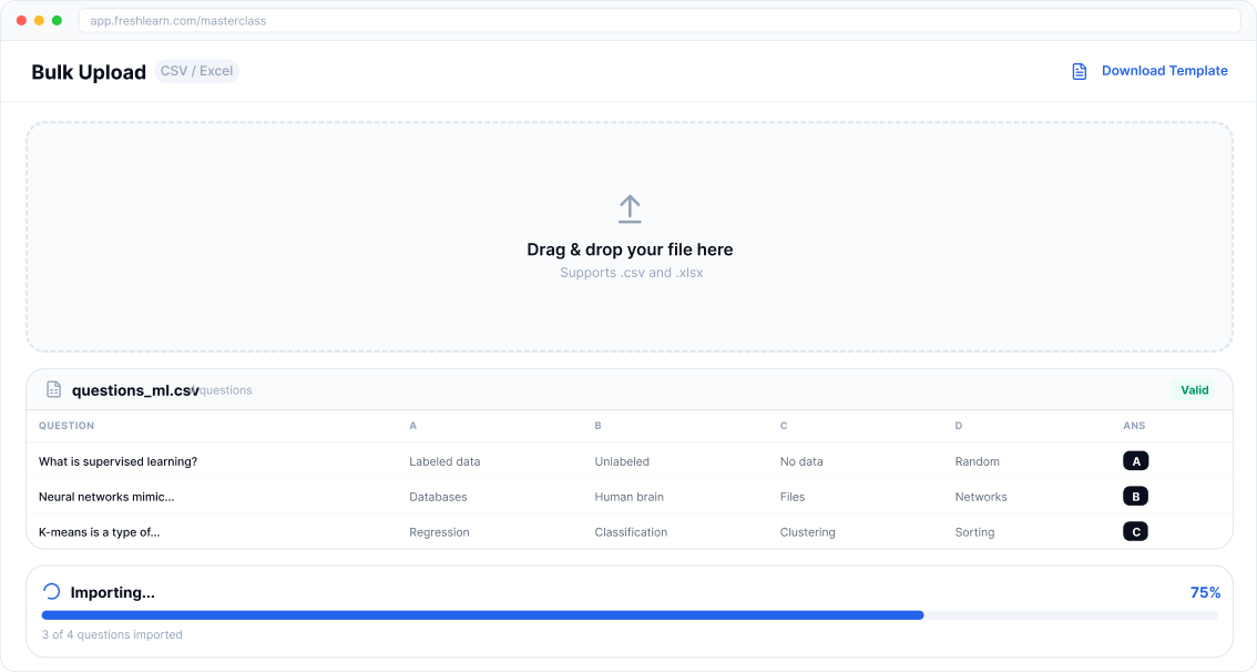 Bulk Upload Questions