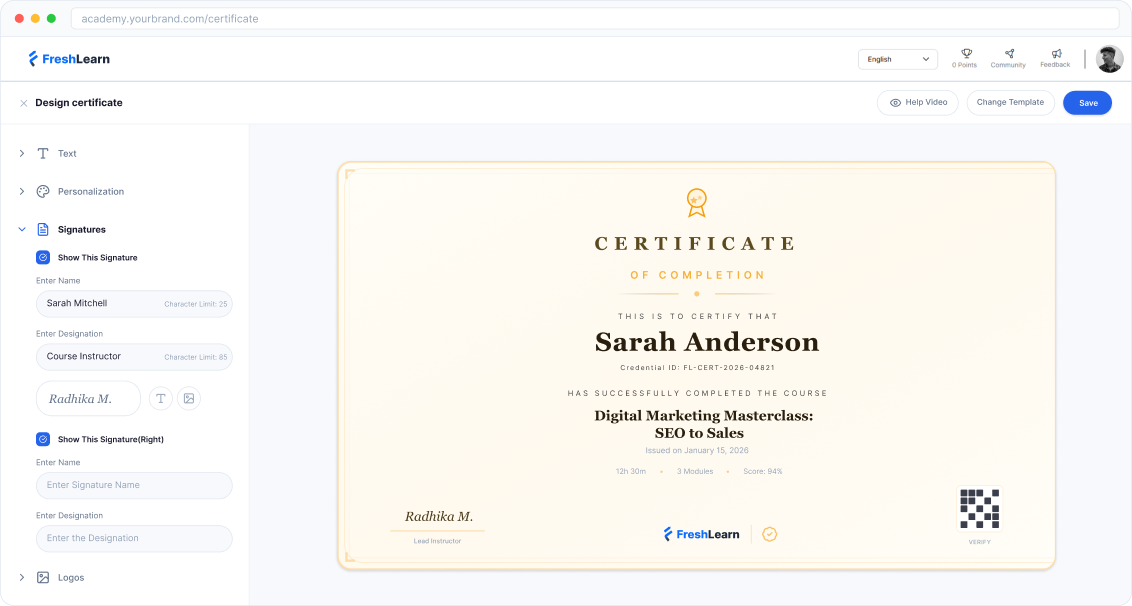 Certificate template designer