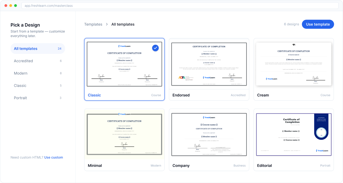 Certificate template gallery