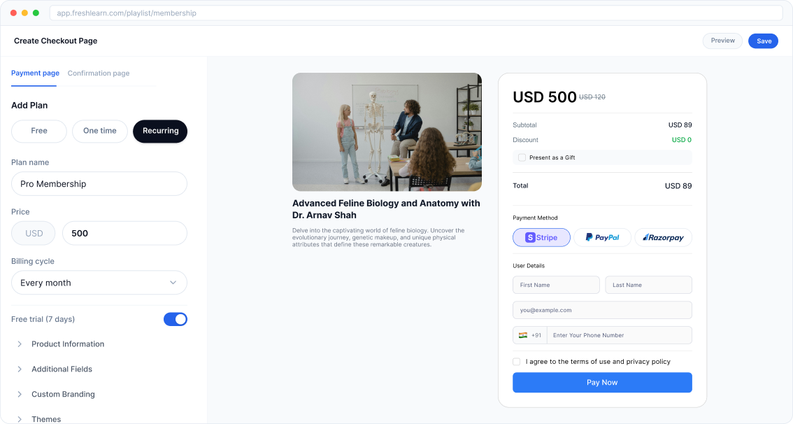 Checkout builder