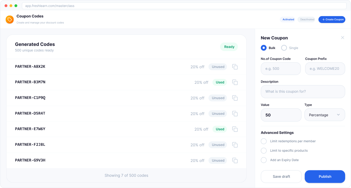 Bulk coupon generator