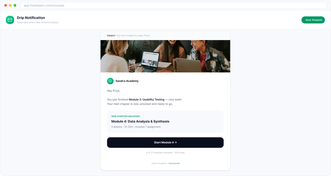 Drip notification template