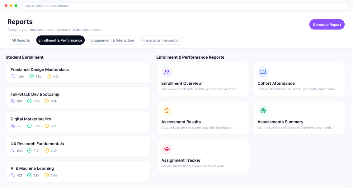 Student enrollment reports