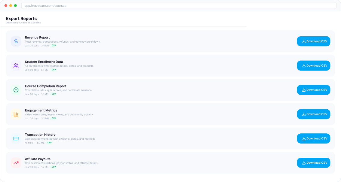 Export reports as CSV