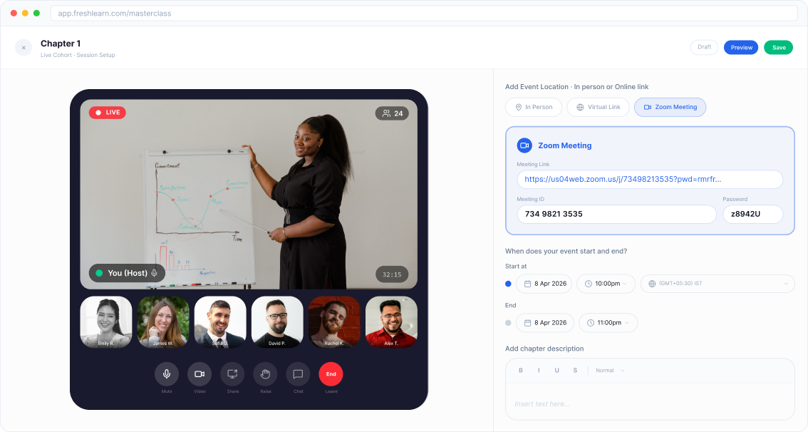 Live coaching cohort and challenge schedule