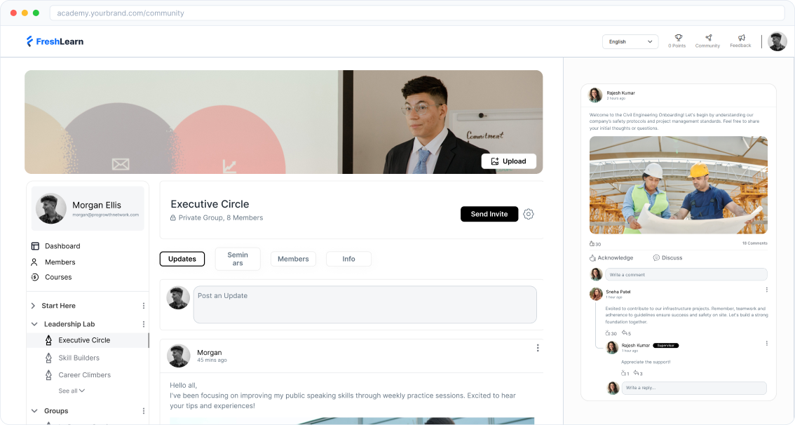 Private community and group coaching