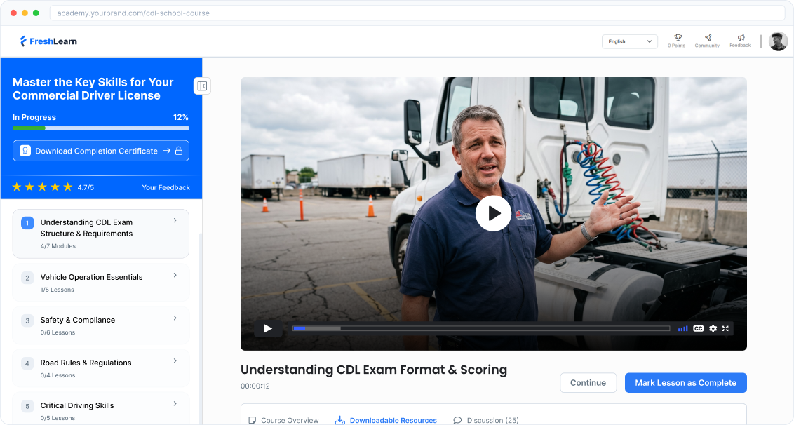 ELDT theory courses for every CDL class